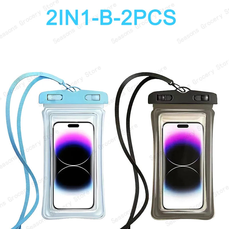 Transparent Waterproof Phone Pouch Under 7.2 Inches Touch Screen Swimming Rafting Waterproof Case with Lanyard Sealed Bag
