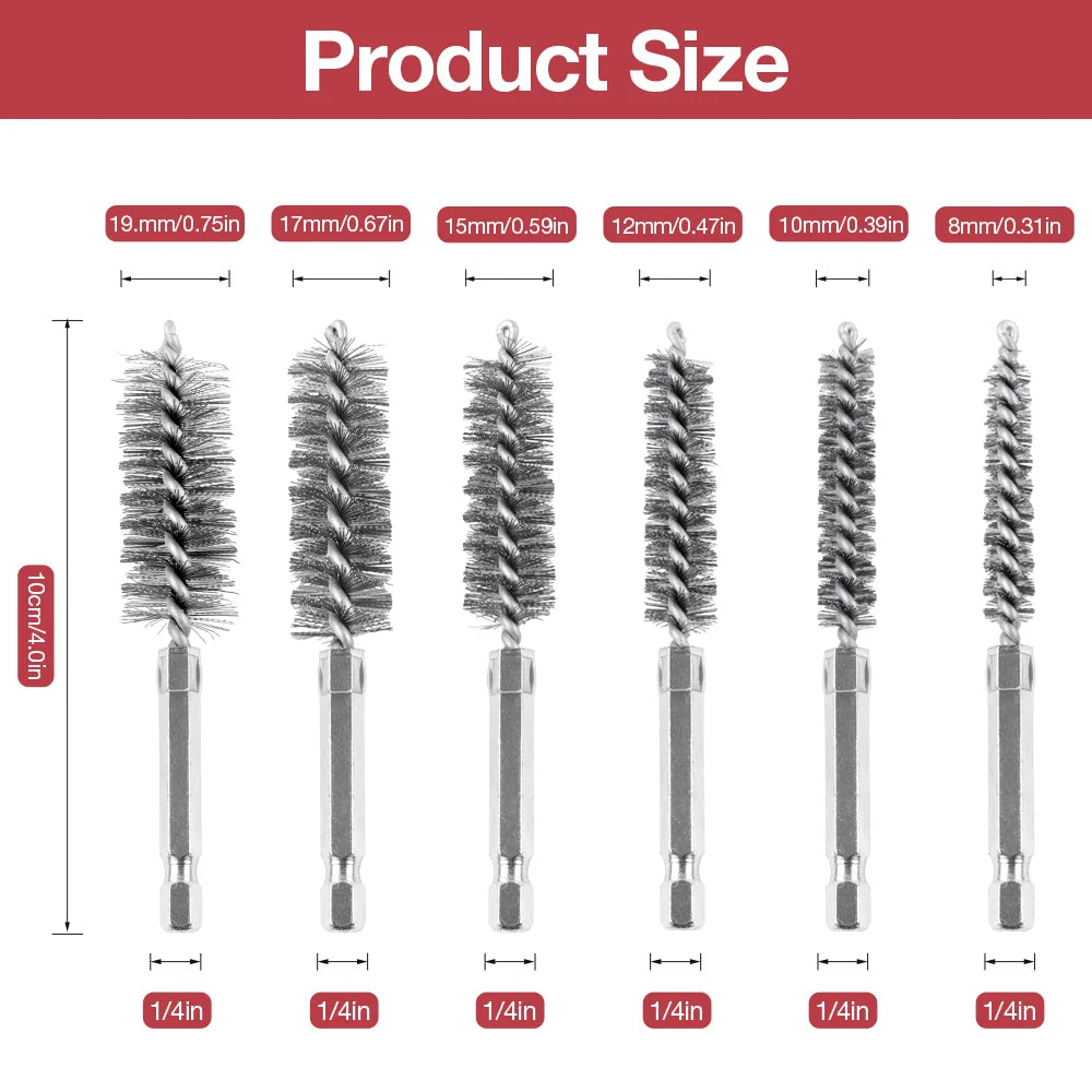 3/9/15Pcs metal pipe/copper pipe cleaning brush, grinding/rust removal tools,copper wire/stainless steel drilling cleaning brush