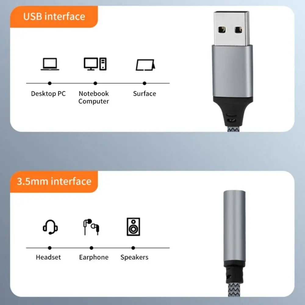 USB To 3.5mm Headphone Adapter High Fidelity HIFI Earphone Adapter Portable Audio Wired Headset Converter For Headphones/Phone