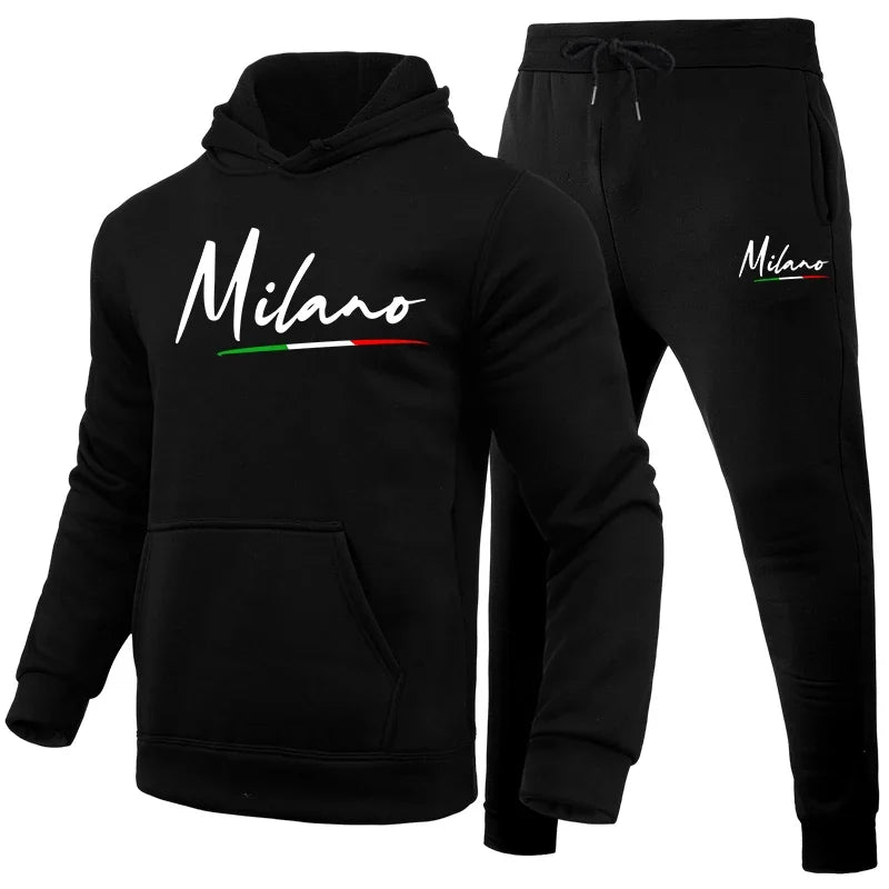 Mens Tracksuit Casual Print Sweatshirt Sweatpants 2 Pcs Set Sports Jogging Mens Clothing AutumnWinter Hoodies Sportswear Outfits