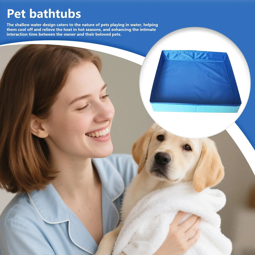 Dog Kiddie Pool PVC Square Shaped Folding Dog Bath Pool Non Inflatable Save Space small pet bathtub For Puppy Cats Pet Supplies