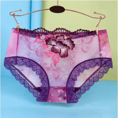 Women Sexy Lace Embroidery Panties Briefs Bragas Mujer Transparent Underwear Skin-Friendly Lingerie for Ladies Underpanties