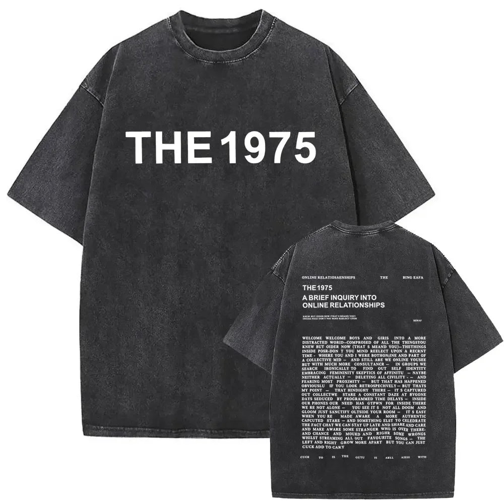 Washed Vintage The 1975 about You Print T-shirt Being Funny in A Foreign Language Album Tshirt Men Women Hip Hop Casual T Shirt