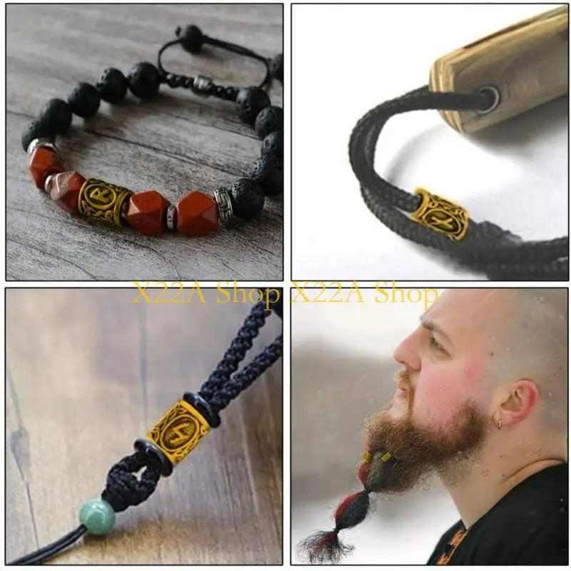 Unique 24Pieces/Set Beard Bead Set Dreadlocks Rings for Dreads Beards Hair Paracord Pendants Bracelets DIY Gift