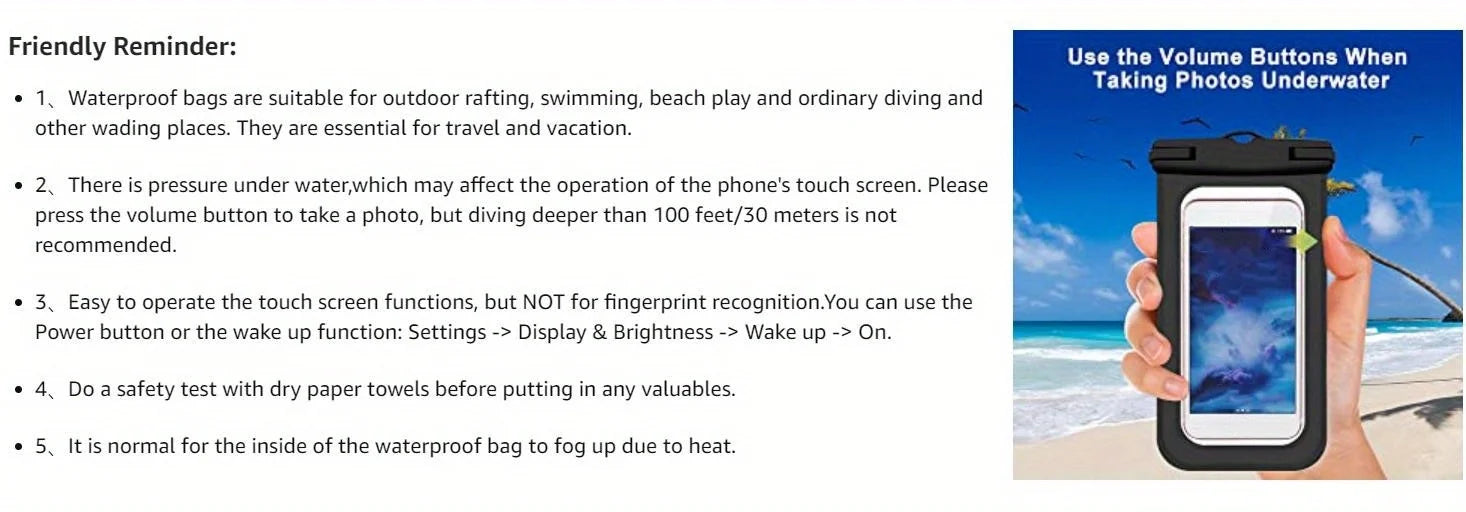 Universal Extra-Large Waterproof Pouch, Underwater Dry Bag For Smart Phones, Waterproof Phone Bag