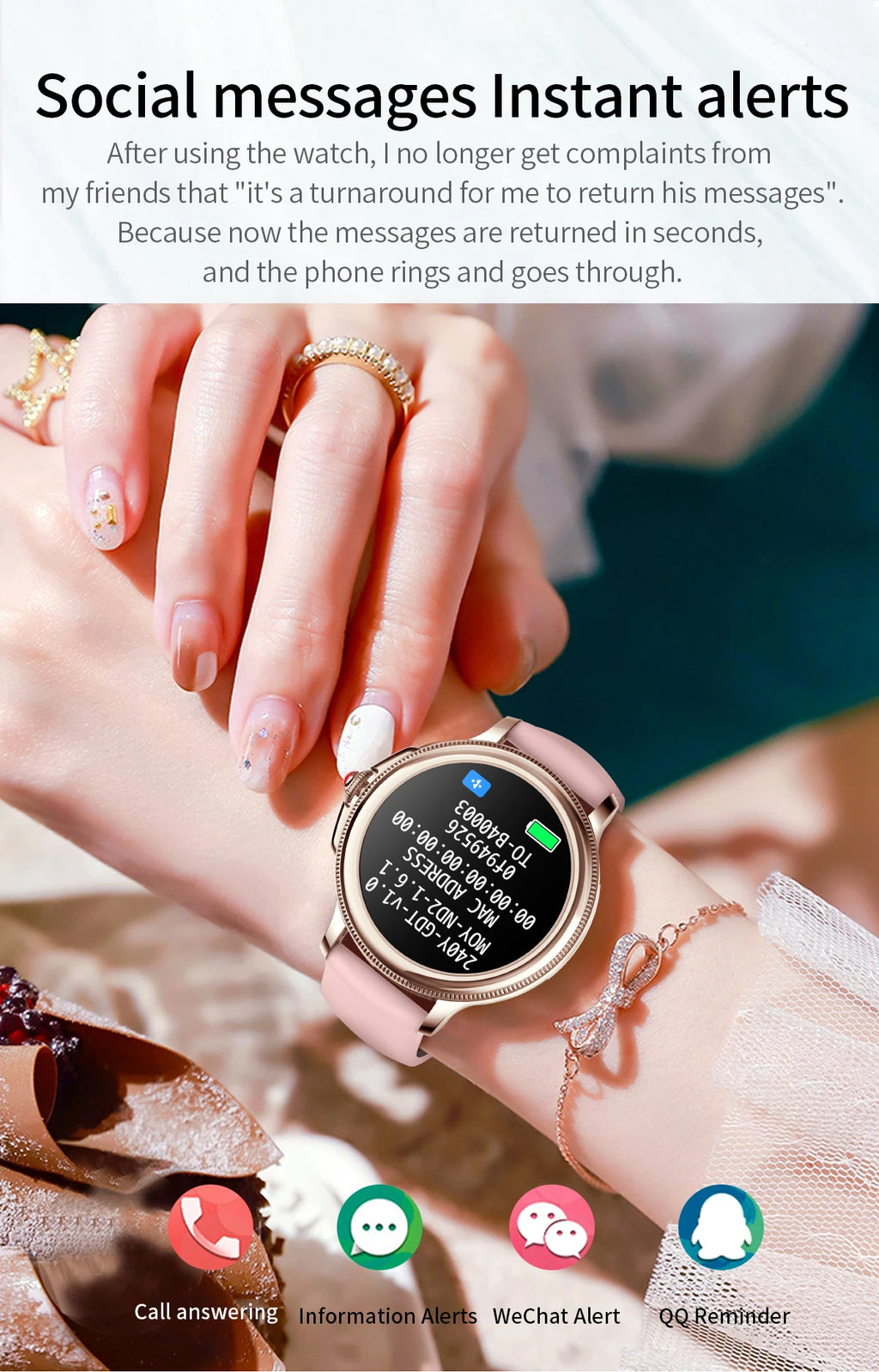 Smart Watch for Women 1.2" Bluetooth Call 100+ Sport Modes Fitness Tracker with Heart Rate/Sleep/SpO2 Monitor IP67 Waterproof