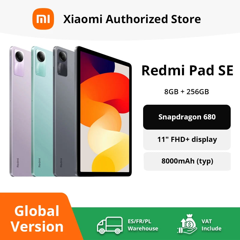 Global Version Xiaomi Redmi Pad SE 11" 256GB Snapdragon® 680 Mi Tablet Quad speakers Dolby Atmos® 90Hz Display 8000mAh