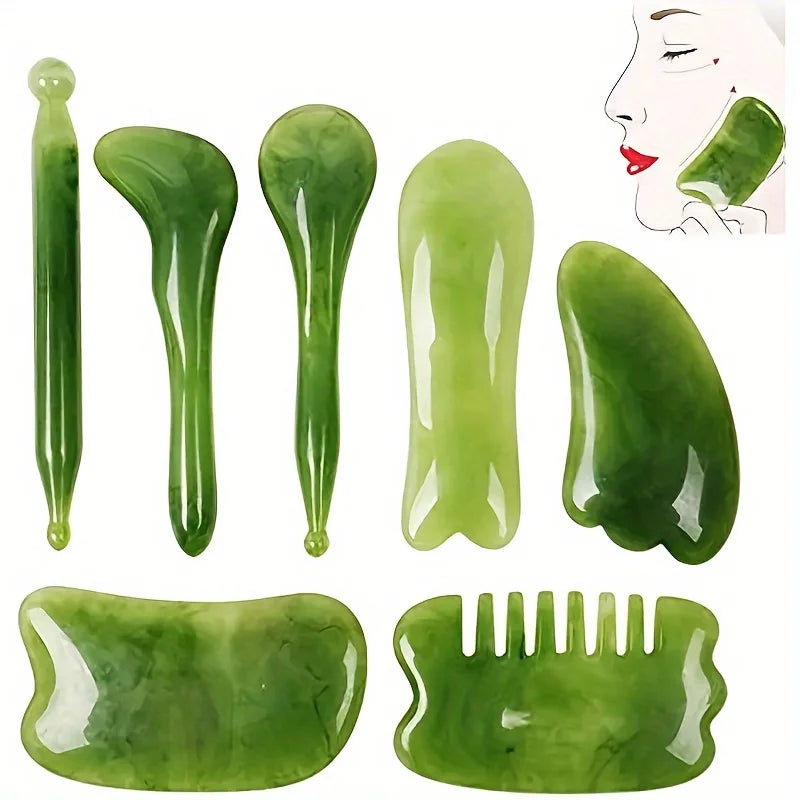 7Pcs Gua Sha Board Massage Tools Face Neck Body Massage Beauty Tool SPA Skin Caring Neck Pain Relief Scraper Scraping Massager