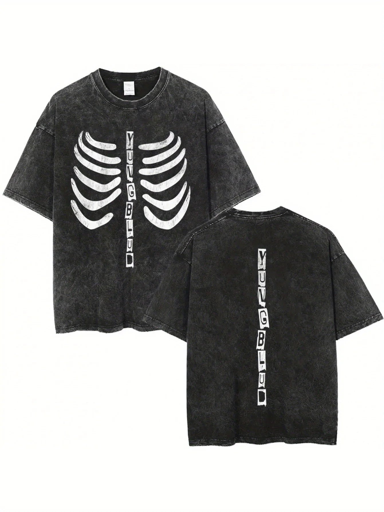 Washed Vintage Yungblud Skeleton Graphics T-Shirt Men Women Alternative Rock Oversized T Shirt Short Sleeve Hip Hop Streetwear