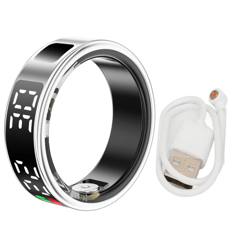 Smart Ring Heart Rate Blood Oxygen Health and Sleep Monitor 5ATM Waterproof Multi-sport Modes Fitness Ring for Android iOS
