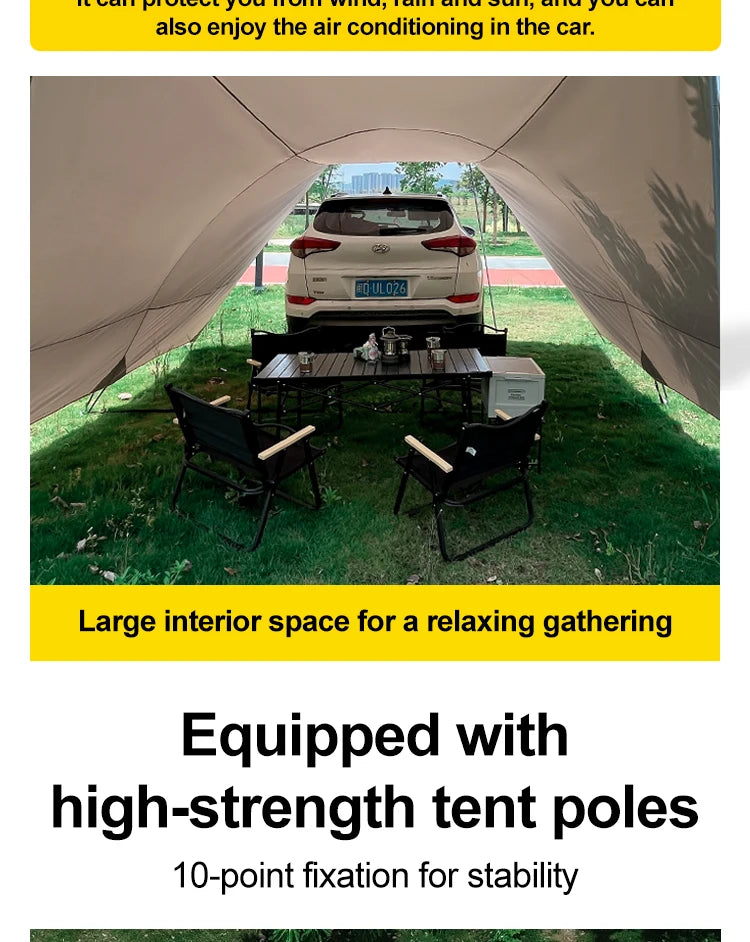 Silver Coated Sun Protection Camping Tent Large Family Size Windproof Rainproof Outdoor Canopy Tent with UV Block for Beach Pic