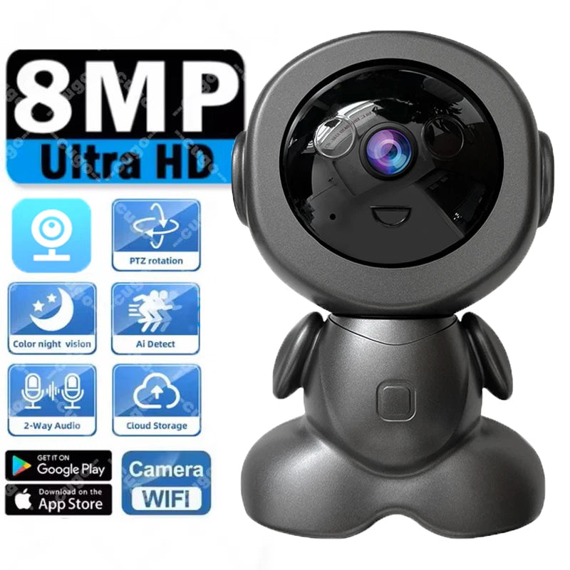 8MP Wifi Security Camera Indoor HD Baby Monitor Two-way Audio Home Cam Surveillance Auto Tracking Night Vision Robot PTZ Cameras