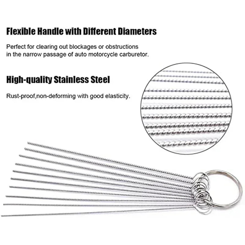 Hot Brushes Cleaner Tools for Automobile Motorcycle ATV Welder Carb Chainsaw Carburetor Carbon Dirt Jet Remove Cleaning Needles