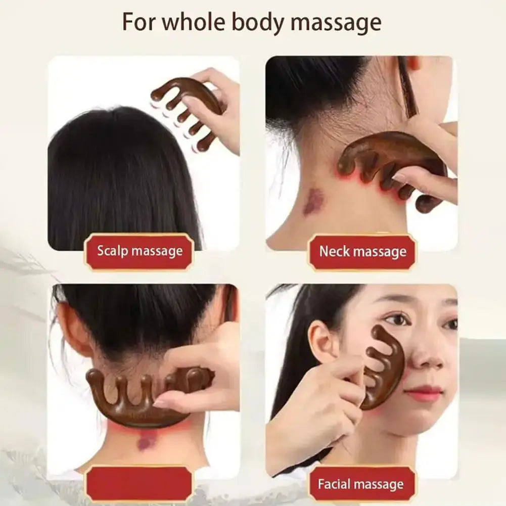 Gua Sha Massage Comb, Head and Face Scalp, Natural Facial Massager, Wide Tooth, Guasha Scraping, Body Massage