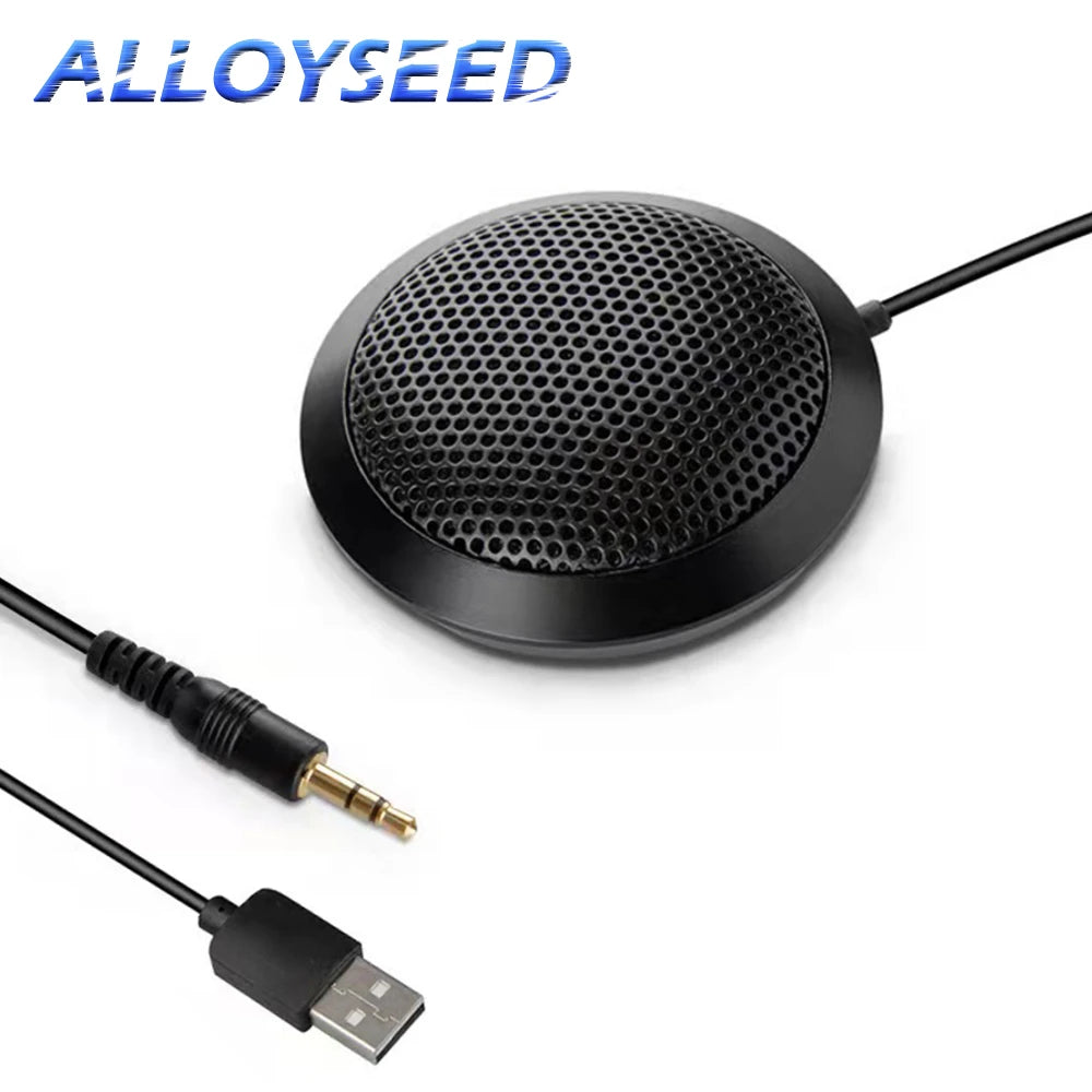 USB/3.5mm Conference Microphone USB Speakerphone 360° Omnidirectional Condenser Plug & Play for Computer Desktop Laptop 150CM