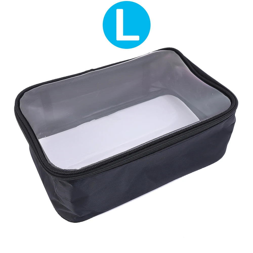 Waterproof Cosmetic Bag Transparent TPU Small Items Pack Makeup Toiletry Zipper Opening Storage Pouch Black Sturdy Wash Bags