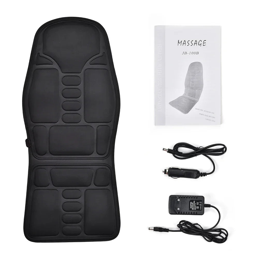 Electric Back Massager Heating Vibrating Full Body Cushion Lumbar Shoulder Pain Relief Car Home Office Muscular Masajadors Pad