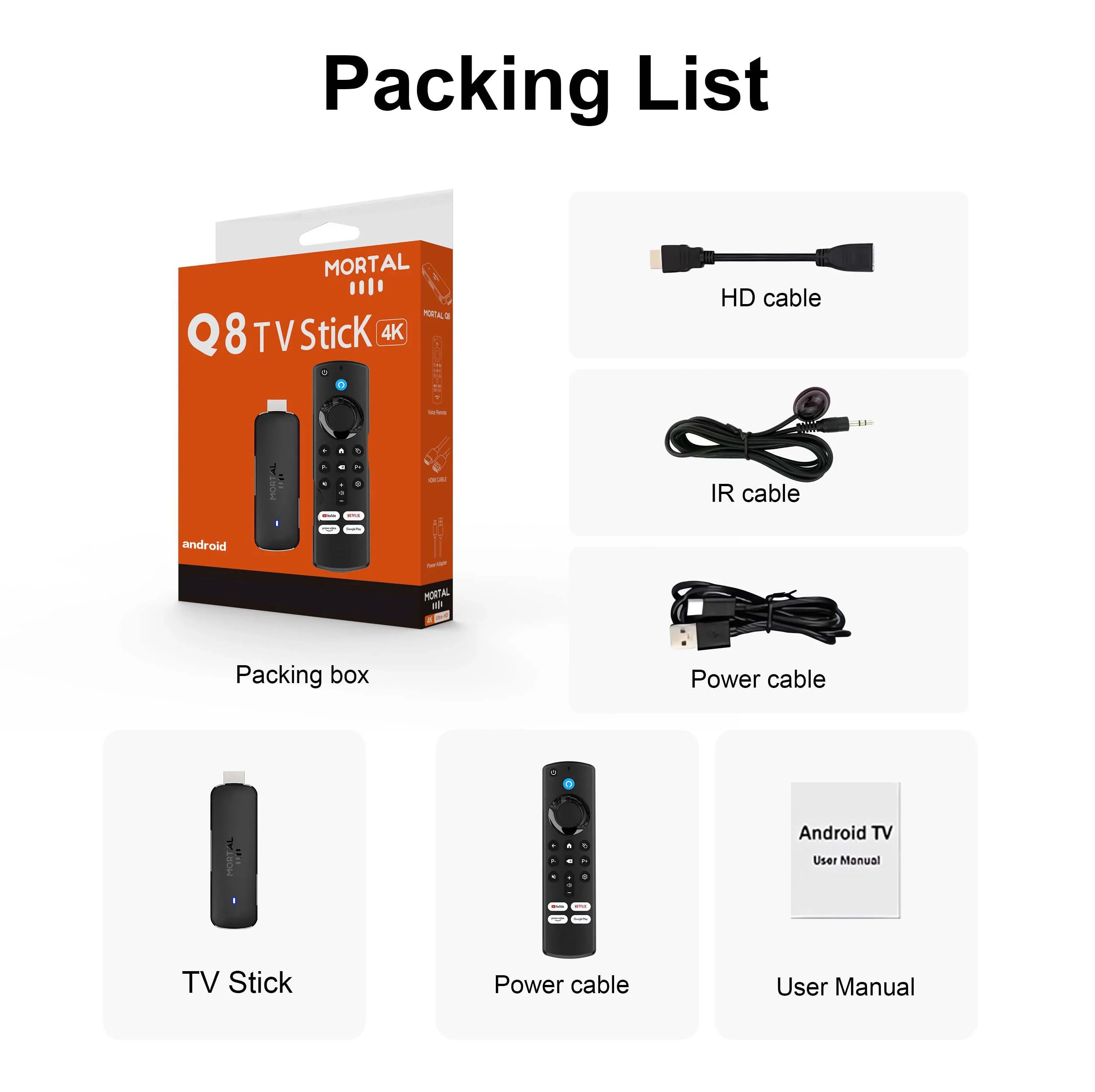 Q8 Smart Android14 TV Stick 8K@60fps WiFi 6 Voice Remote Global Version Rockchip RK3518 Netflix YouTube Live TV Box Factory Dire