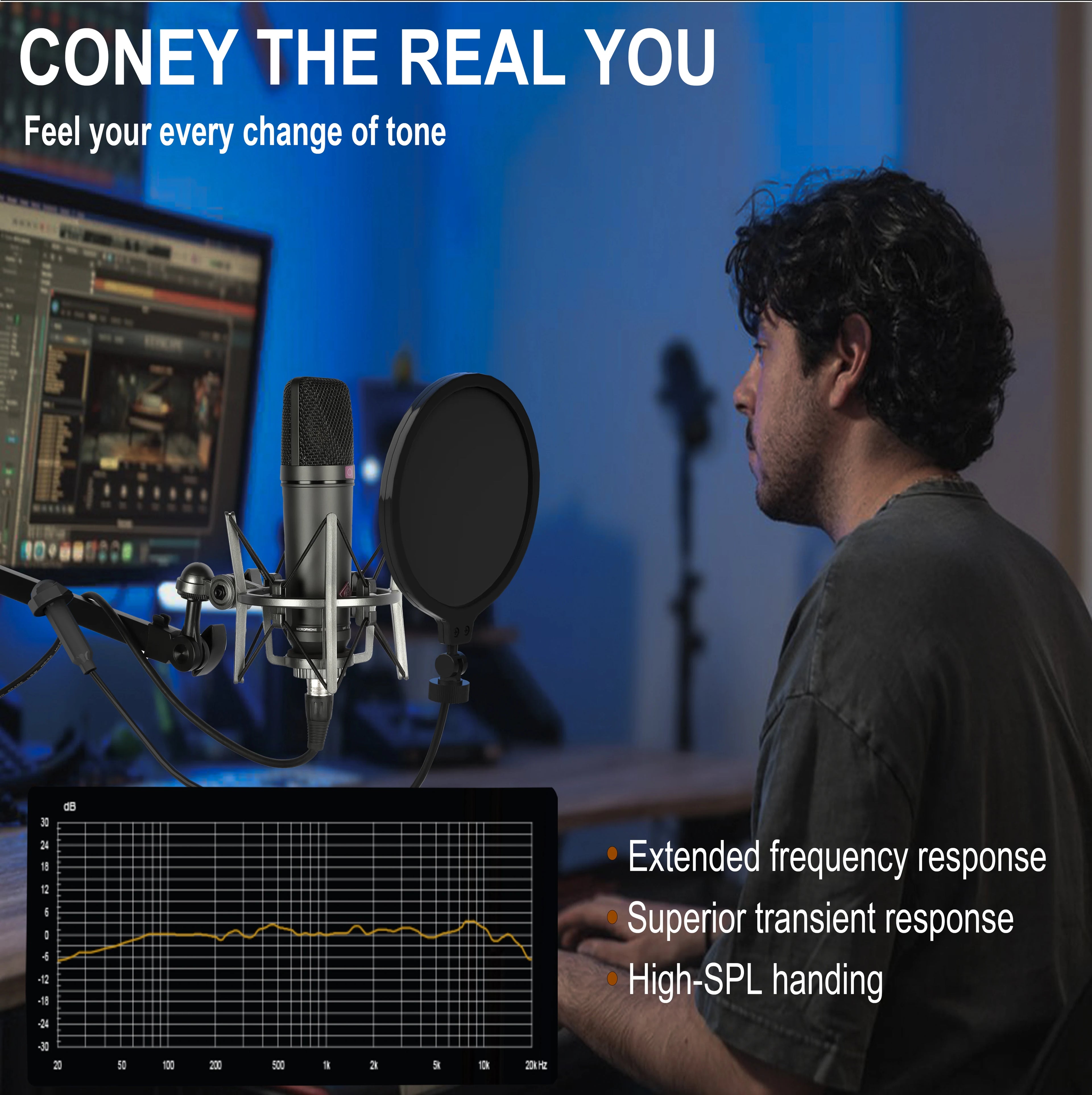 U87 AI Condenser Microphone Large Diaphragm Studio XLR Mic for Vocal Recording Podcast YouTube Live Stream Streaming Voice Over
