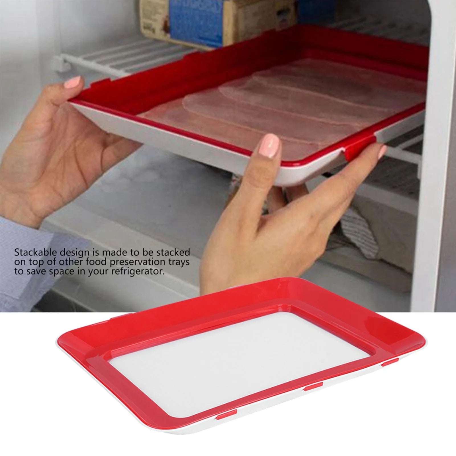 Food Preservation Tray Reusable Stacking Food Storage Trays With Seal Buckles for Storing Meal Fruits Vegetables Meat Leftovers