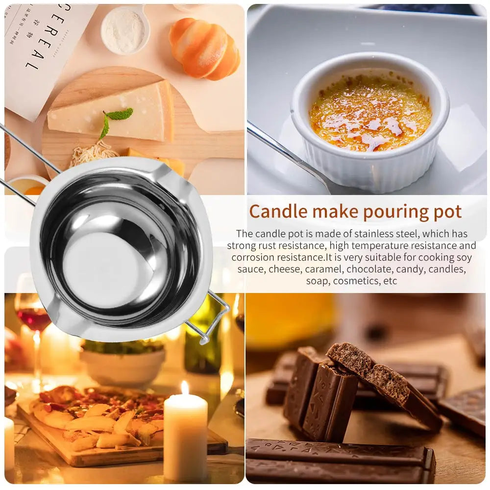 3Pcs stainless steel melting pot set, a multi-purpose melting pot tool set, suitable for handcrafted candle making and kitchen