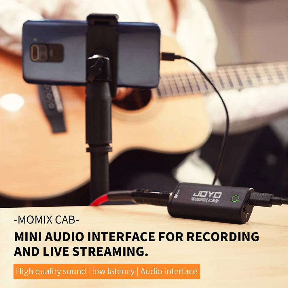 JOYO MOMIX CAB Mini Audio Mixer Guitar Sound Card USB Audio Interface Stereo Output for Guitar Bass Smartphone PC Live Streaming