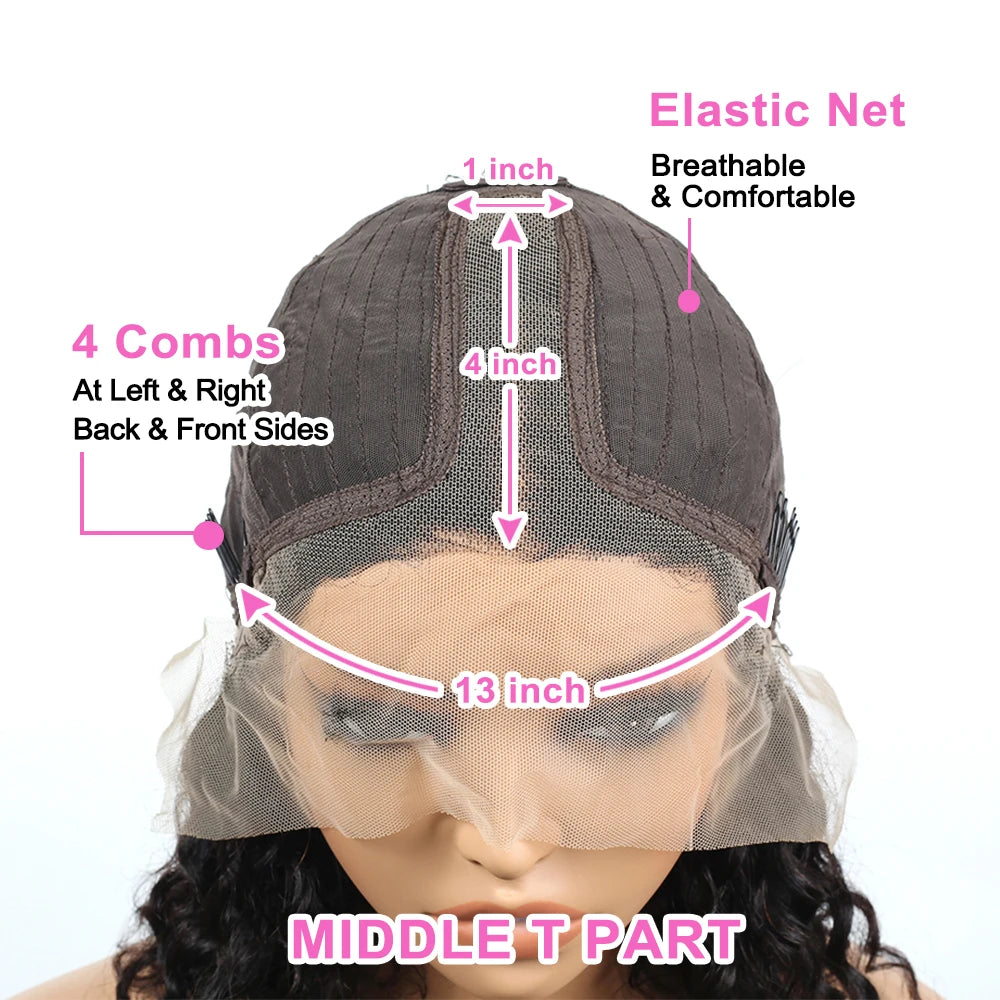 Water Wave Lace Front Wigs for Women Brazilian Closure Bob Wig 13x4 Transparent Lace Frontal Short Wigs Human Hair Pre Plucked