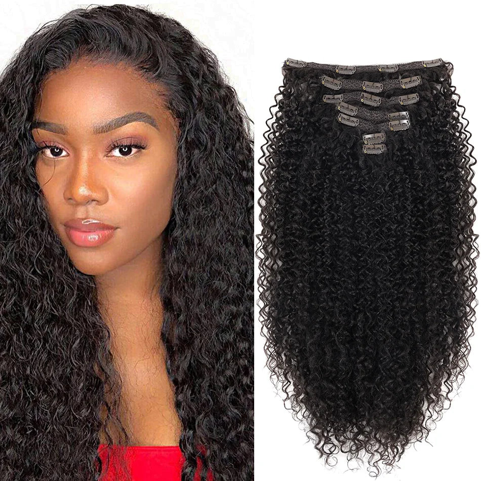 Synthetic Kinky Curly Blonde Hair Extensions Clip Ins for Women Brazilian Remy Hair Extensions 7Pcs with 24 Clips Natural Blonde