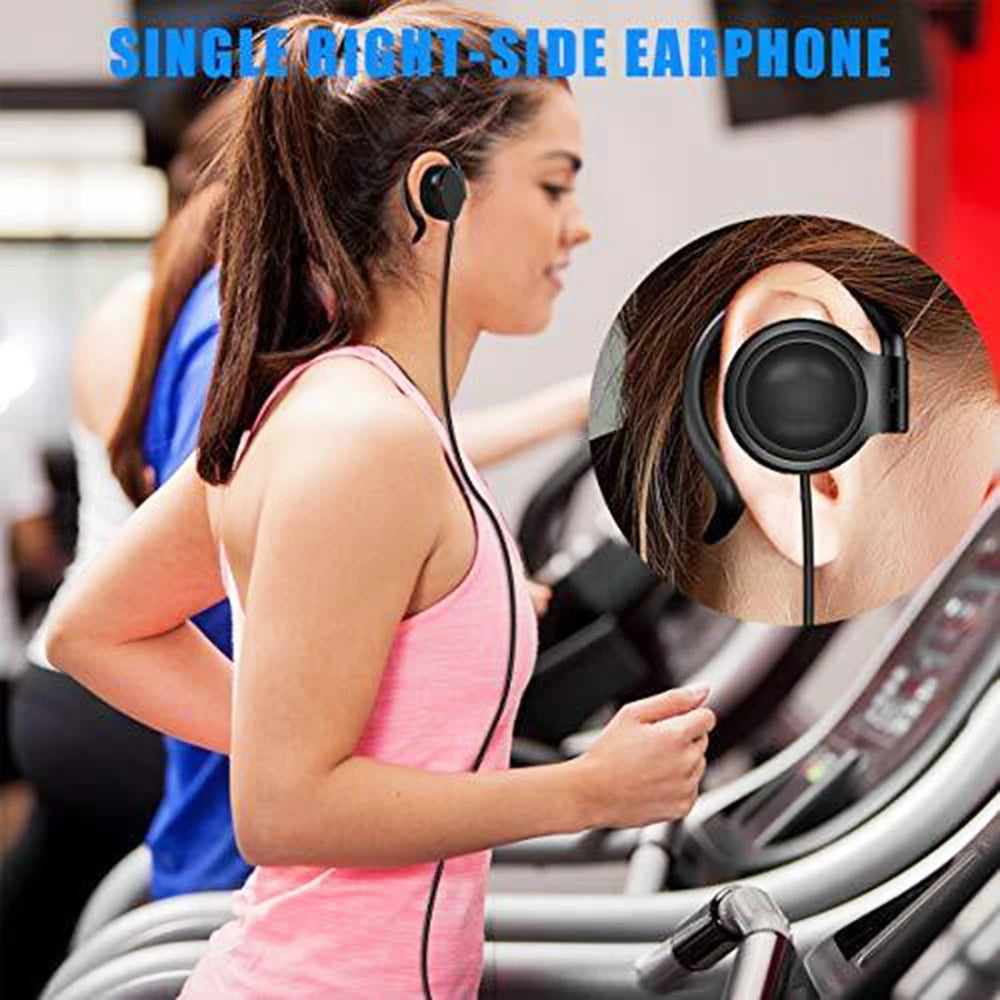 Universal 3.5mm Wired Headphones Unilateral Headset Hanging Ear Style Earphone Stereo Subwoofer Headphone Left/RightEar