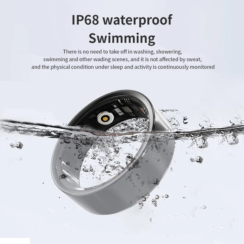 Smart Ring Heart Rate Health Monitor with Oxygen Sleep Blood Pressure Tracking Waterproof Multi-Sport Gesture Control