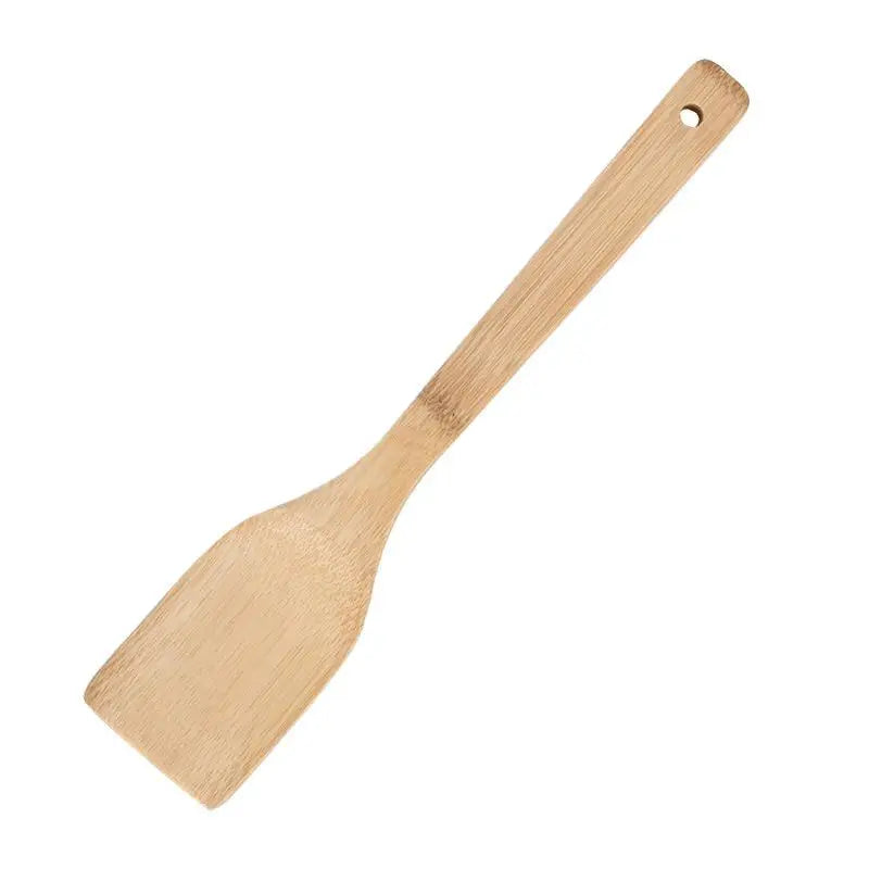 Wooden Cooking Utensil Set Bamboo Kitchen Spatula Spoons Tools Long Handle Honey Coffee Milk Teaspoon Spice Condiment Scoops