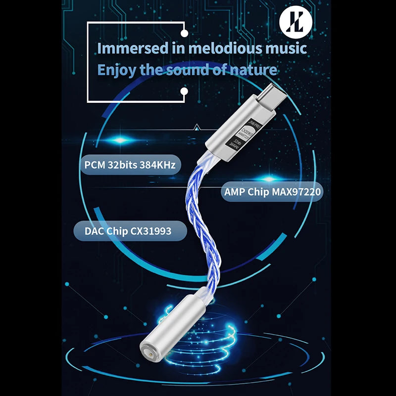 JCALLY JM6 Pro Type-C to 3.5mm Dual DAC CX31993 MAX97220 Digital Audio Headphone Amplifier HiFi DAC Mobile Headset Adapter