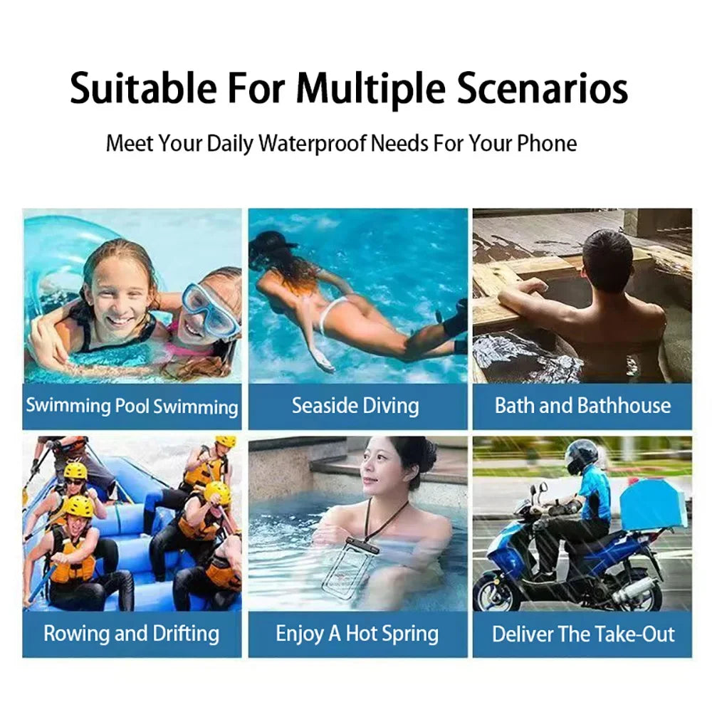 Summer Waterproof Phone Pouch Swimming Beach Dry Bag Phone Case Cover Camping Skiing Holder for iPhone Xiaomi 15 All Cell Phone