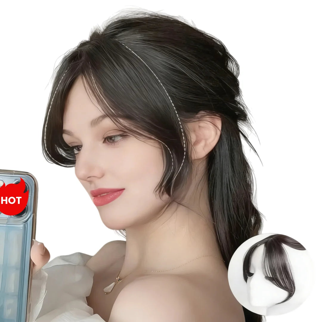 Real Human Hair Bangs Korean Natural Fringe Hair Extensions Clip In Mid Part Bangs Side Bangs Fake Fringe Hair Piece for Women