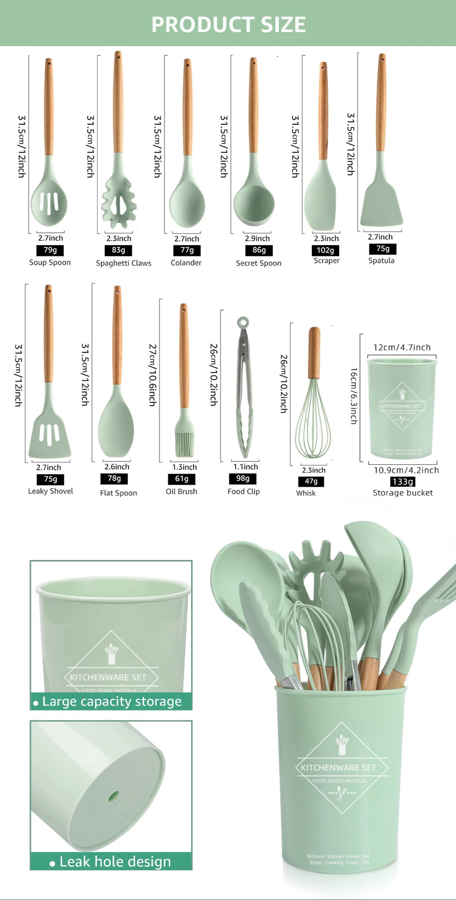 Cooking Tool Sets Non-toxic Cooking Baking Kitchen Tools Utensils Silicone Shovel Spoon Scraper Brush Spade Whisk Turner