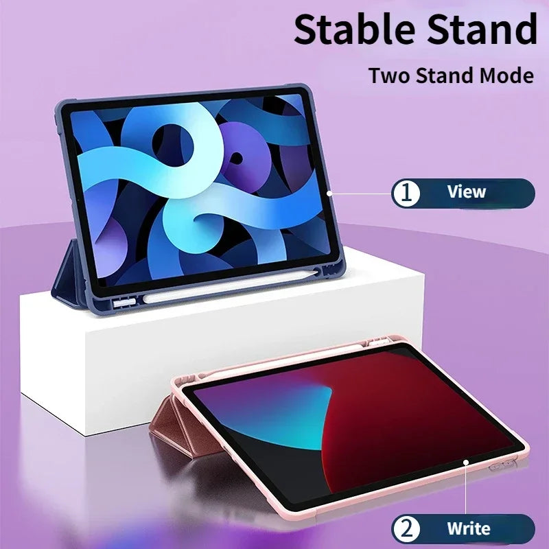 for iPad A16 11th 10.2 Pro 11 9.7 Air 11 10.9 10.5 Air 3 Smart Cover with Pencil Holder iPad 10th 9th 8th 7th 6th 5th Gen Fundas