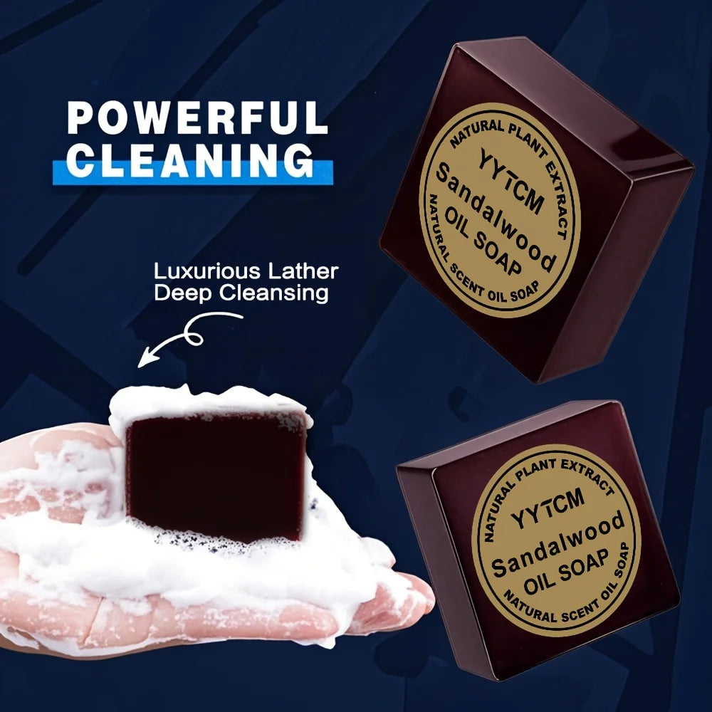 Sandalwood Soap, Men's Scented Soap, Long-Lasting Light Fragrance, Bath, Hand-Washing, Face-Washing Soap, Gentle Skin Care, Gift-Giving, Personal Use 65G/Piece-1 Piece