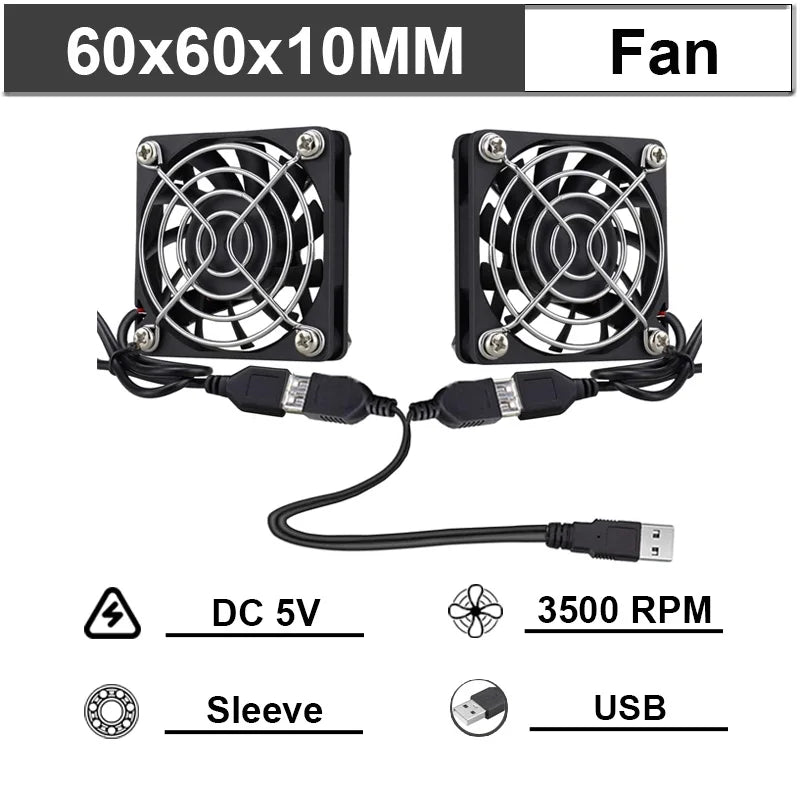 Gdstime 40mm 50mm DC 5V USB 60mm 70mm TV Box Cooling Fan 120mm 140mm Brushless AV Receiver Cooler w 2 in 1 USB Controller Cable