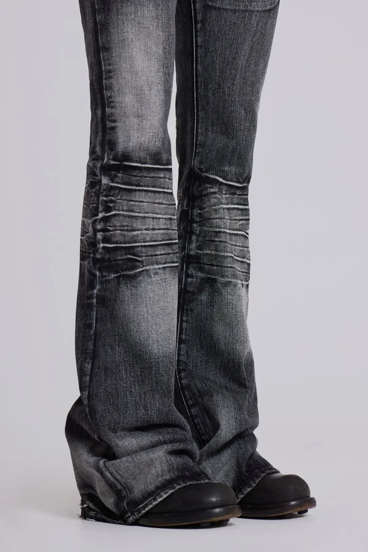 Y2K Arctic White Drift Flared Trumpet Jeans Retro Washed High Street Hip Hop Wide Leg Pants Gothic Slim Fit Unisex Trumpet Jeans