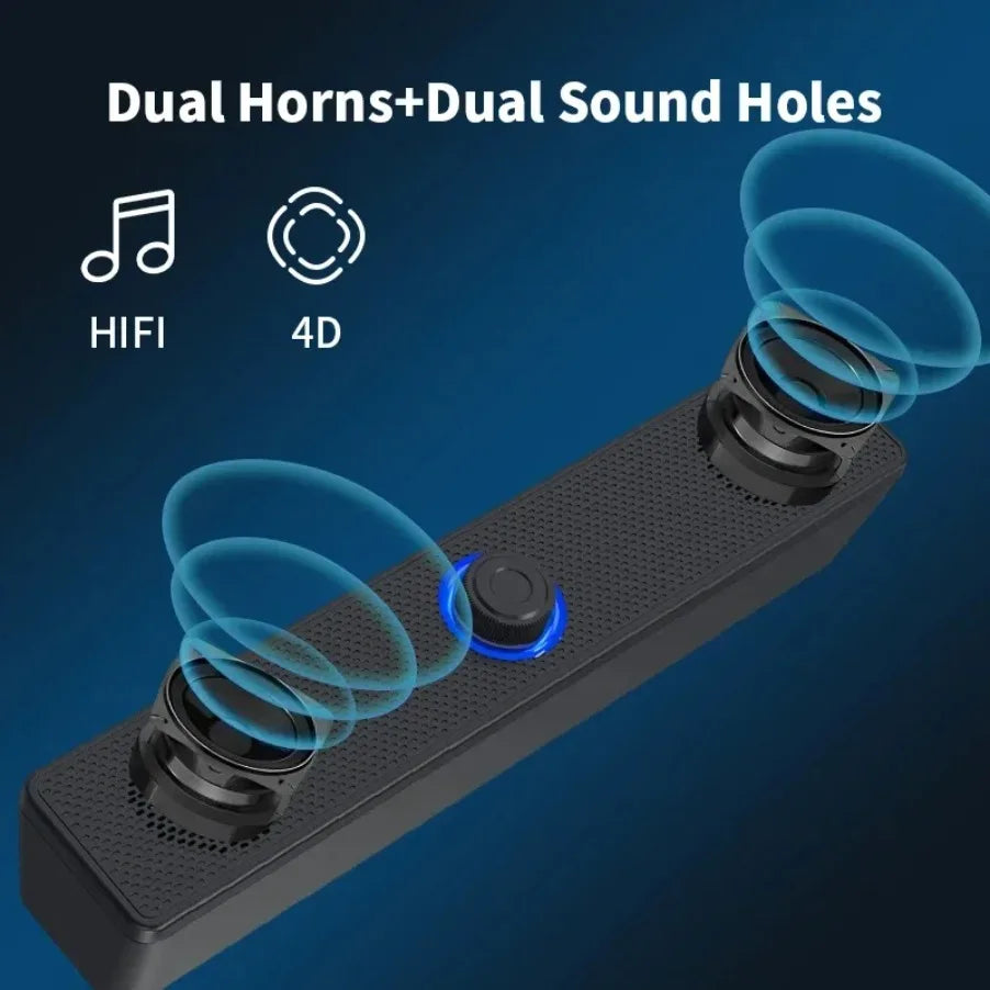 Wireless Bluetooth and PC Soundbar Wired Speaker USB Powered Soundbar for TV Pc Laptop Gaming Home Theater Surround Audio System