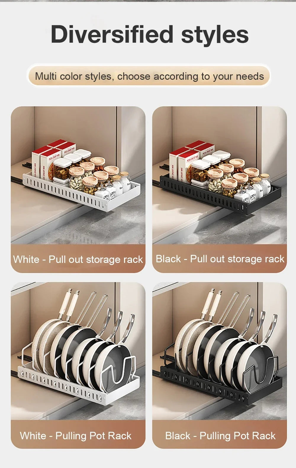 Kitchen Multifunctional Organizer - Pull-Out for Pots/Pans, Sliding Lid Holder, Spice Rack & Dish Drying Racks Drawer Organizer