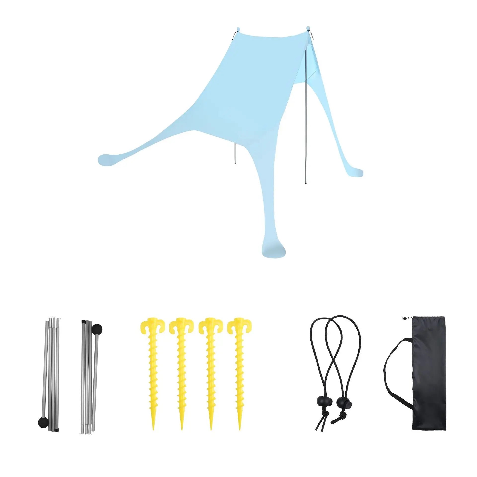 Family Ultralight Beach Awning, Sun Shade Tent with Sandbag, UPF50 + UV Portable Canopy, 2.1m * 1.6m