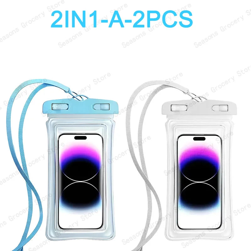 Transparent Waterproof Phone Pouch Under 7.2 Inches Touch Screen Swimming Rafting Waterproof Case with Lanyard Sealed Bag
