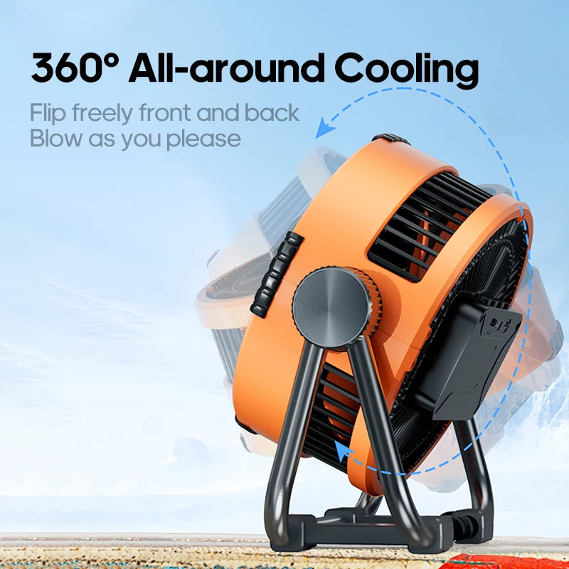 Camping Fan 20000mAh 6 in 1 Outdoor Ceiling Fan 4 Speed Adjustment Rechargeable Desktop Air Circulator LED Lighting Power Bank