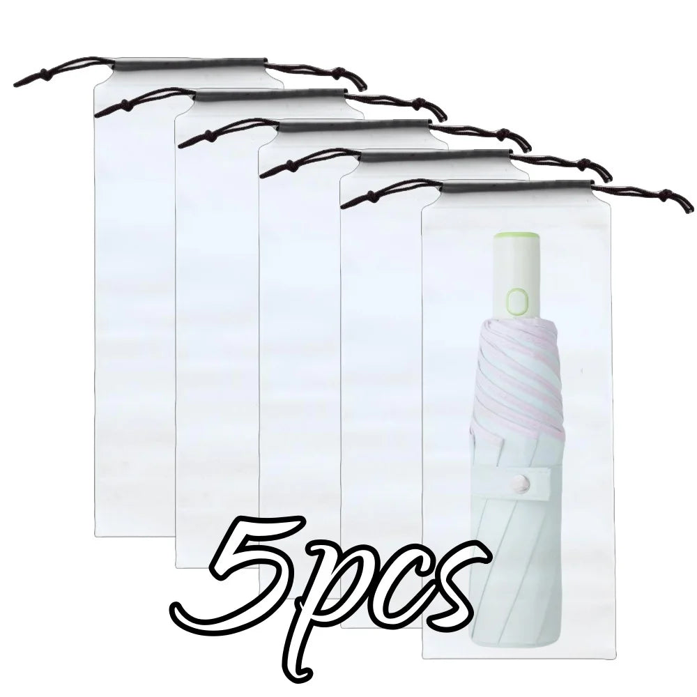 5/20pcs Waterproof Translucent Umbrella Storage Bag with Drawstring Portable Multi-purpose Pouch for Home Travel Organizer Essen