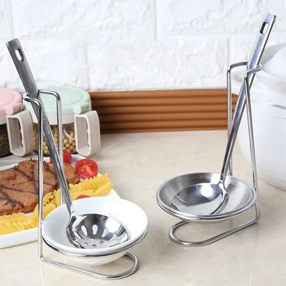 Kitchen Accessories Vertical Single/Double Ladle Spoon Utensil Rack Soup Spoon Rest Stand without plate Tableware Storage Shelf