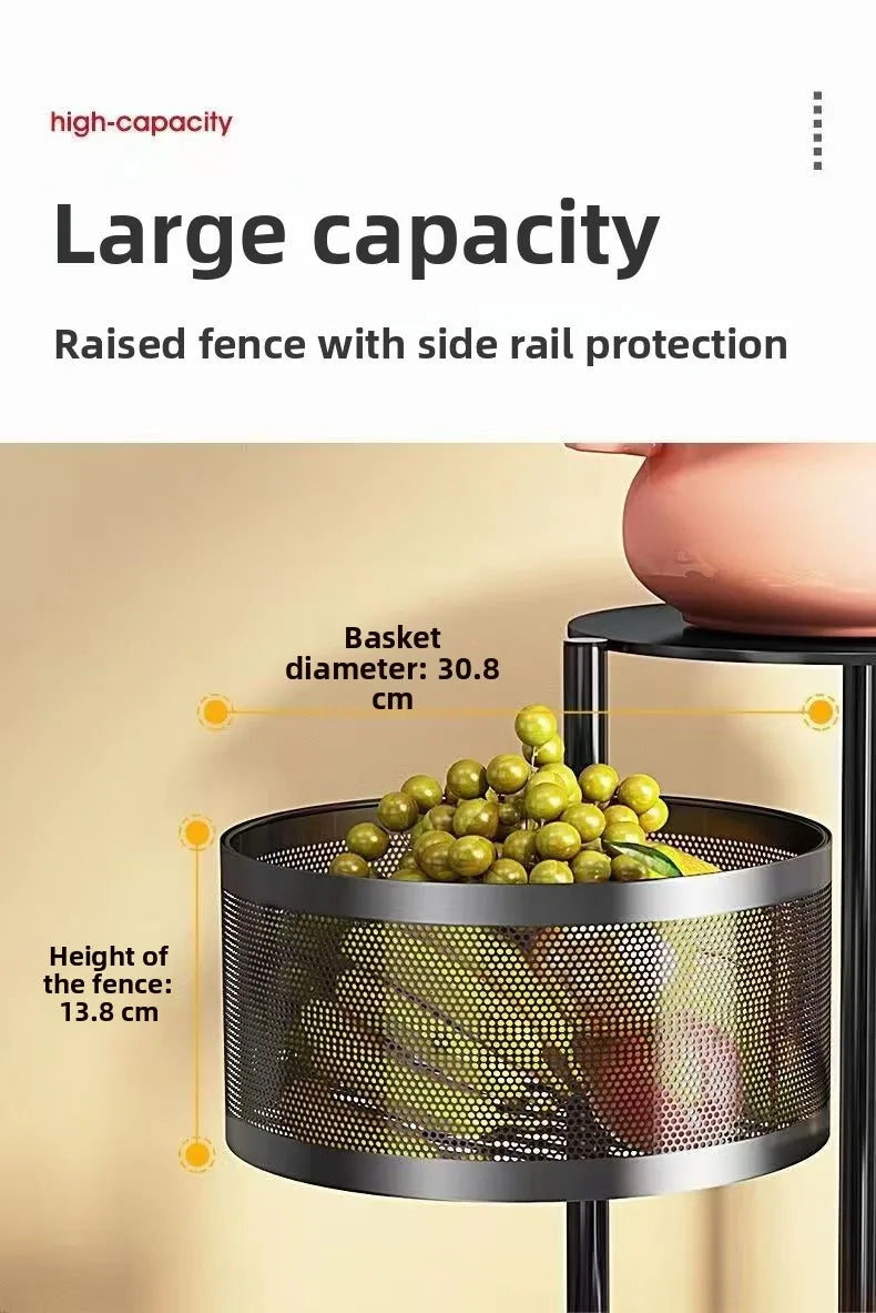 Home Use Rotating Multi-Layer Mobile Storage Ra Frie  Vegetable Fruit Storage elf Kitchen Organization No Installation