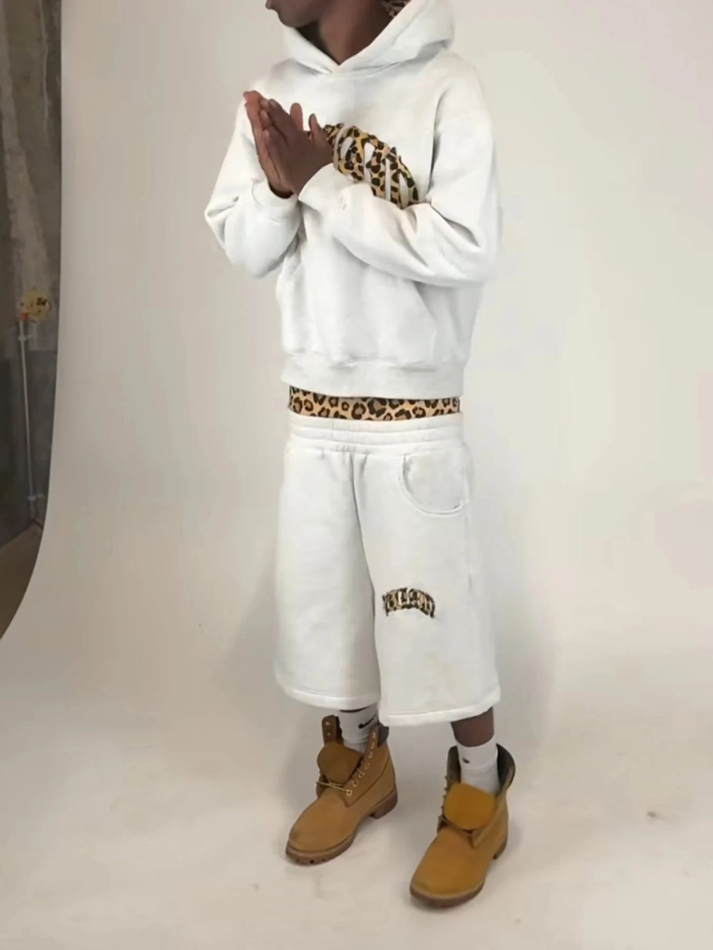 2025 new trendy high-quality cross-border leopard print casual sports men's and women's hooded sweatshirt pants