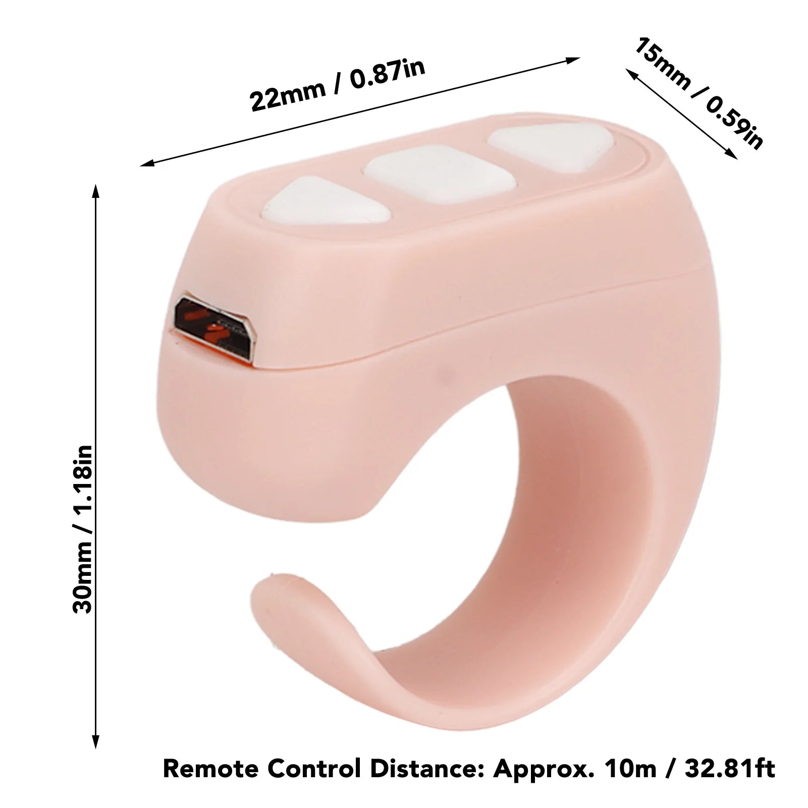 Finger Ring Bluetooth Remote Controller 3 Keys Quick Photograph Wearable Page Scroll Shooting for TikTok Video Tap Control