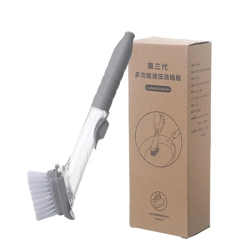 Kitchen Cleaning Brush 2 In 1 Long Handle Cleaing Brush with Removable Brush Sponge Dispenser Dishwashing  Kitchen Tools